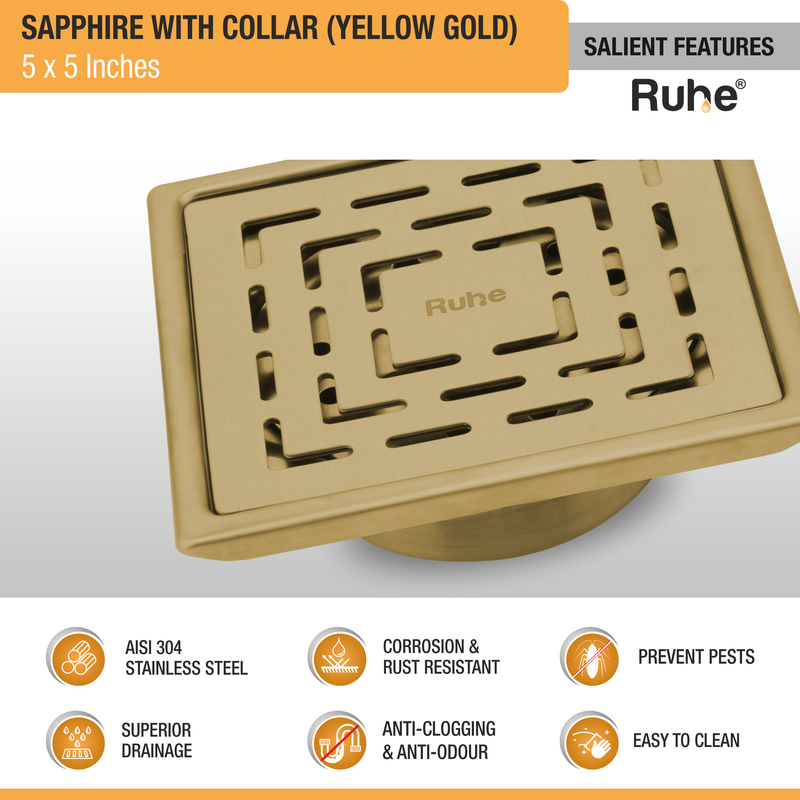 Sapphire Floor Drain With Collar