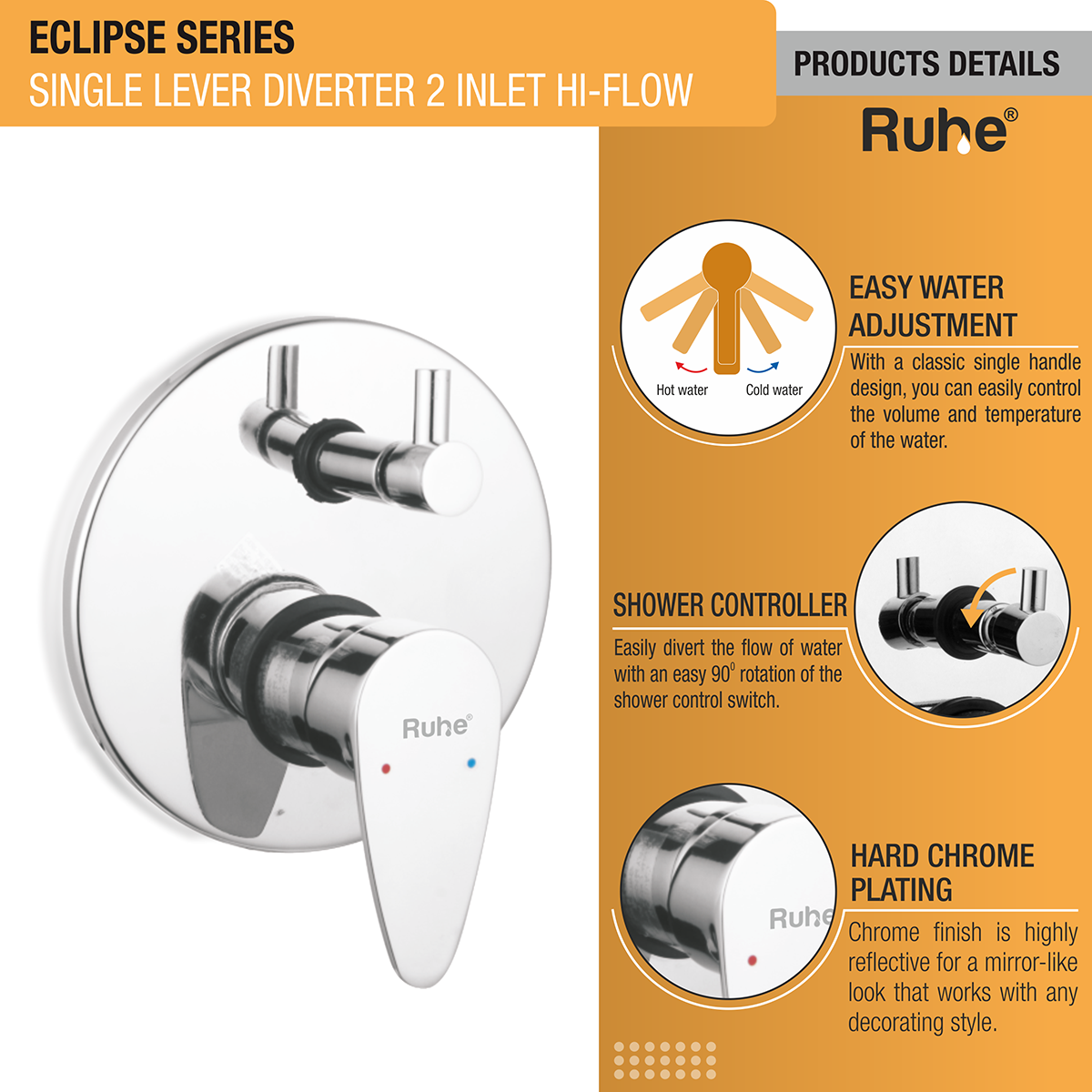 Eclipse Single Lever 2-inlet Hi-Flow Diverter (Product Details)