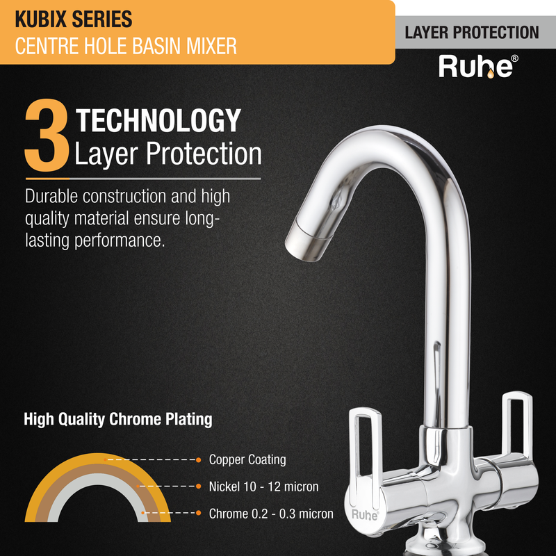 Kubix Deck Mount Wash Basin Mixer Tap with Swivel Spout
