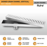 Vertical Shower Drain Channel (3 Inches)
