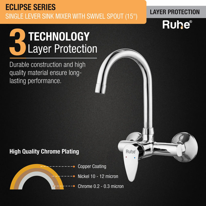 Eclipse Single Lever Wall-mount Kitchen Sink Mixer Tap with Swivel Spout