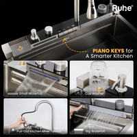 Piano 304-Grade Smart Kitchen Sink with Waterfall (30 x 18 x 9 Inches)