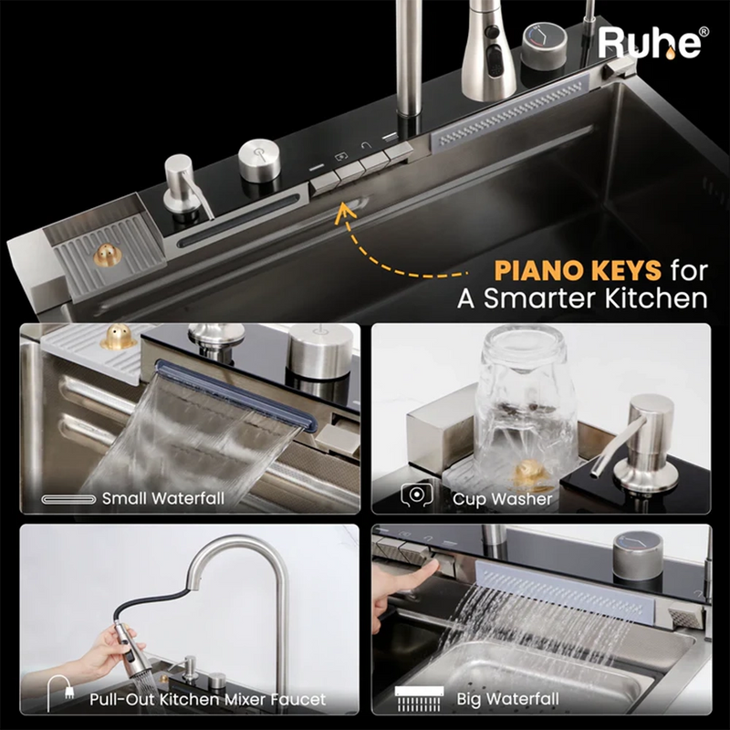Piano Smart Kitchen Sink (30 x 18 x 9 Inches)