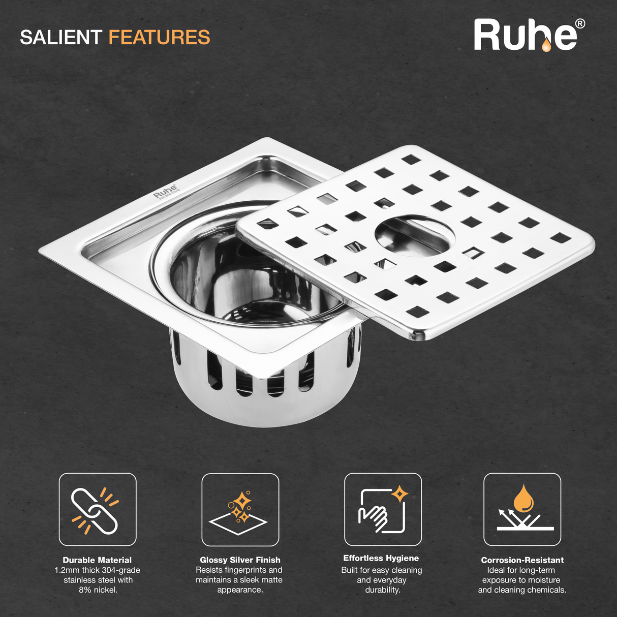 Fire Flat Cut Floor Drain with Cockroach Trap