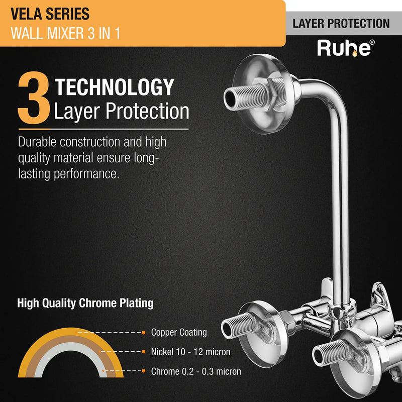 Vela 3-in-1 Wall Mixer Tap