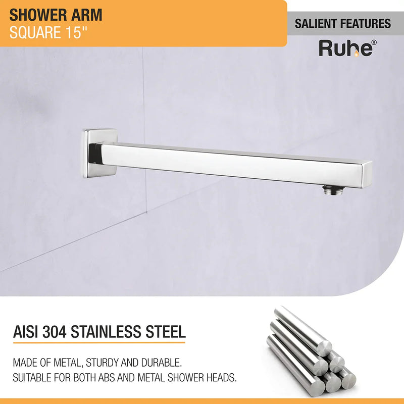 Square 304-Grade Shower Arm