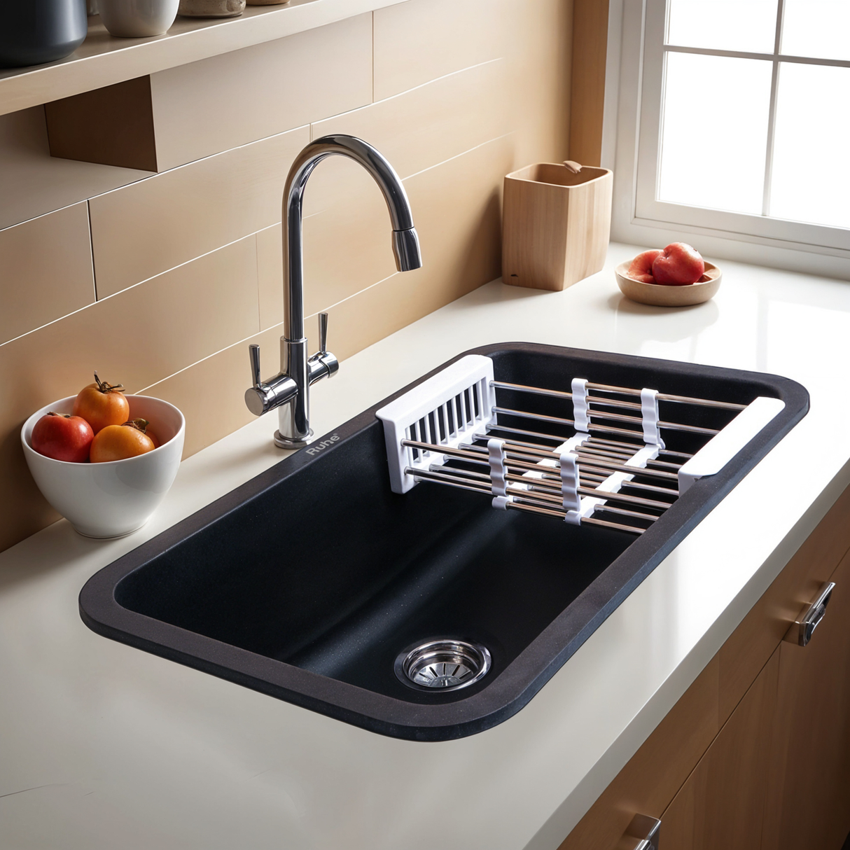 Matte Black Quartz Single Bowl Kitchen Sink  (31 x 19 x 9 inches)