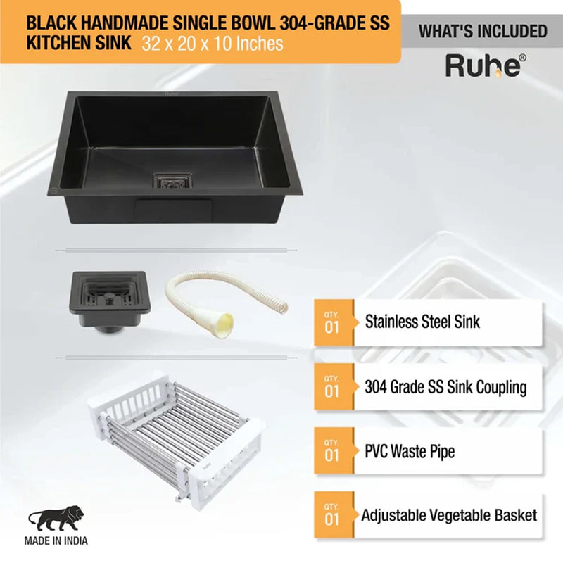 Handmade Single Bowl Kitchen Sink (32 x 20 x 10 Inches)