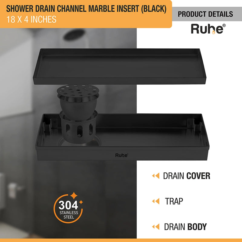 Tile-Insert Shower Drain Channel (4 Inches)