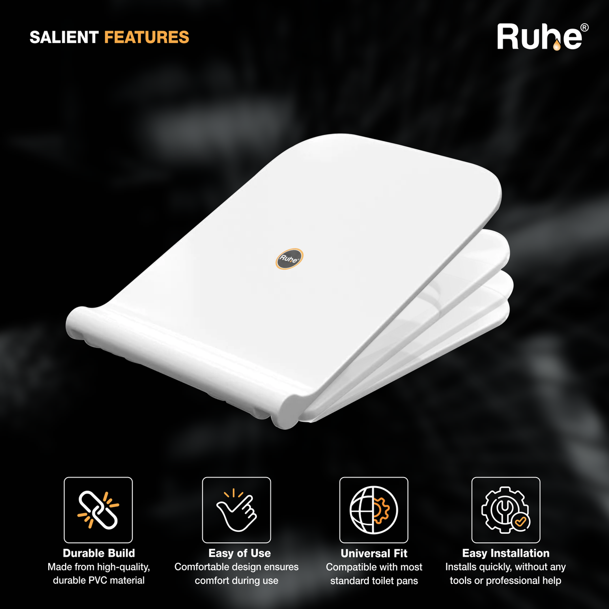 Square Toilet Seat Cover (Soft Close)