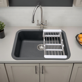 Smoke Grey Quartz Single Bowl Kitchen Sink  (24 x 18 x 9 inches)