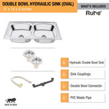 Oval Double Bowl (37 x 18 x 8 inches) Kitchen Sink - by Ruhe