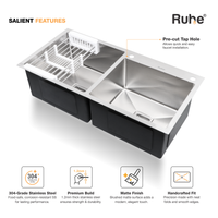 Handmade Double Bowl with Tap Hole Kitchen Sink (32 x 18 x 10 Inches) (Features)