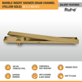 Marble Insert Shower Drain Channel (36 x 3 Inches) YELLOW GOLD PVD Coated features and benefits