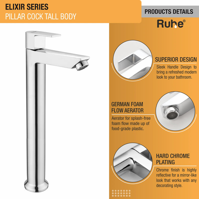 Elixir Tall Body Wash Basin Pillar Tap