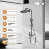 Drizzle 4-in-1 Piano Shower Panel Complete Set including Overhead Shower, Multi-flow Hand Shower & Health Faucet - by Ruhe