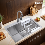 Handmade Single Bowl 304-Grade Kitchen Sink  with Tap Hole (24 x 18 x 10 Inches) - by Ruhe