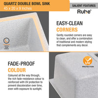 Quartz Double Bowl Kitchen Sink (45 x 20 x 9 Inches) – Matt Black