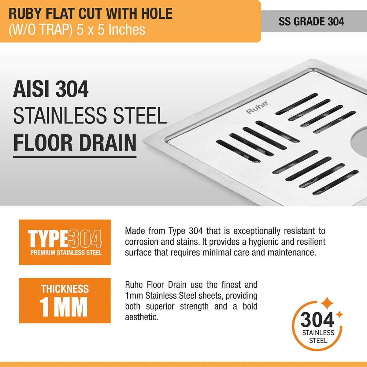 Ruby Flat Cut Floor Drain