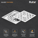 Sapphire Square Flat Cut Floor Drain
