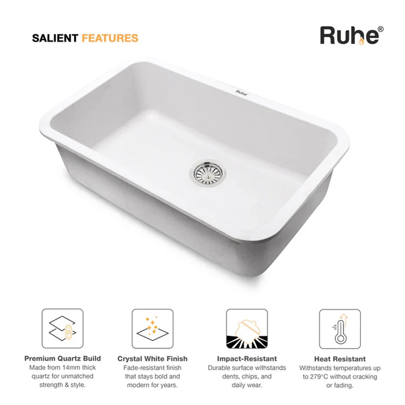 Quartz Single Bowl Kitchen Sink (31 x 19 x 9 Inches)