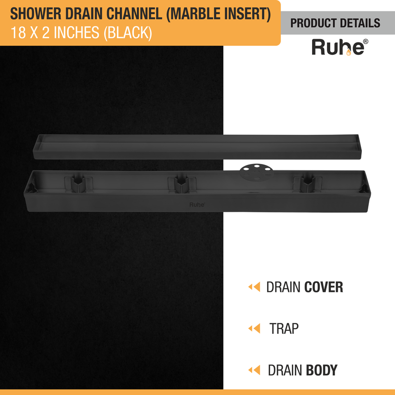 Marble-Insert Shower Drain Channel (2 Inches)