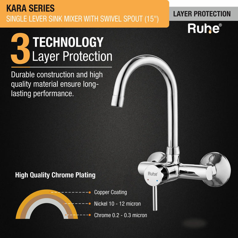 Kara Single Lever Wall-mount Kitchen Sink Mixer Tap with Swivel Spout