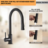 Kara Dual Flow Pull-out Kitchen Mixer Faucet (Matte Black)