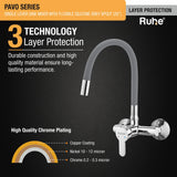 Pavo Single Lever Wall-mount Kitchen Sink Mixer Tap with Coloured Silicone Spout