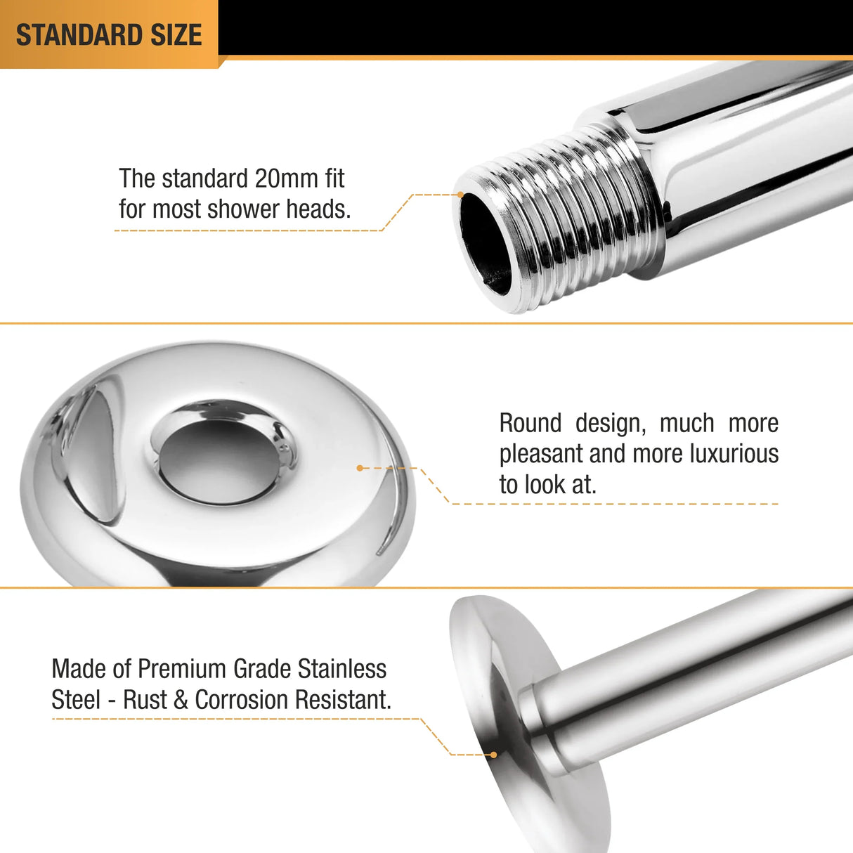 Round Ceiling Shower Arm
