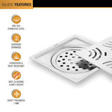 Emerald Square Flat Cut Floor Drain