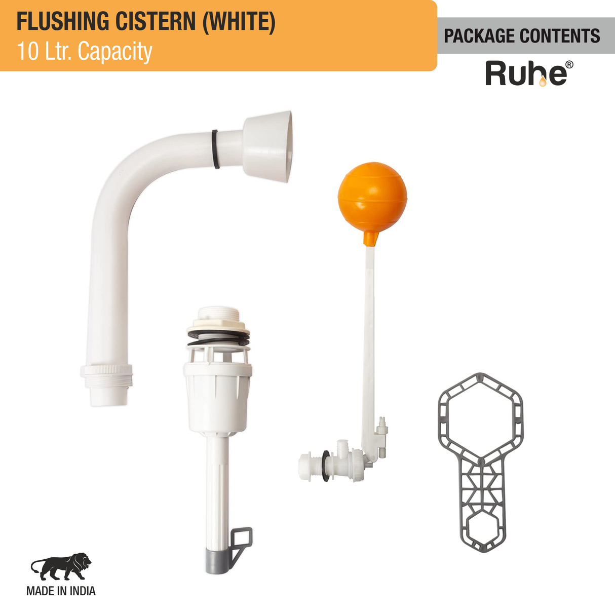 White Flushing Cistern (10 Ltr) - by Ruhe®