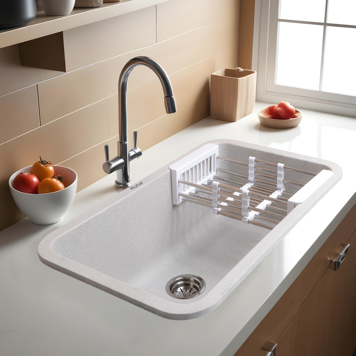 Sand Pluto Quartz Single Bowl Kitchen Sink  (31 x 19 x 9 inches)