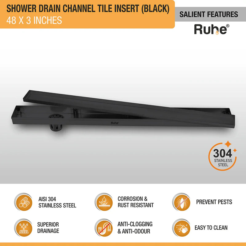 Tile-Insert Shower Drain Channel Coloured (3 Inches)