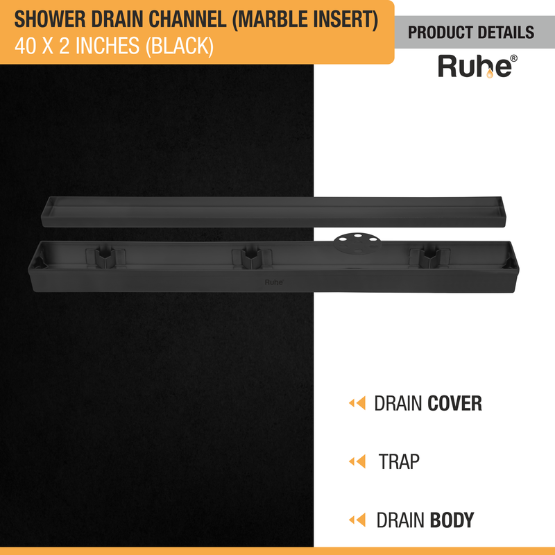 Marble-Insert Shower Drain Channel (2 Inches)