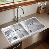 Handmade Double Bowl 304-Grade  Kitchen Sink (42 x 20 x 10 Inches) - by Ruhe