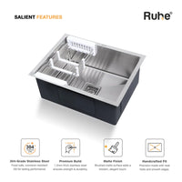 Handmade Stainless Steel Single Bowl Kitchen Sink (24 x 18 x 10 Inches)