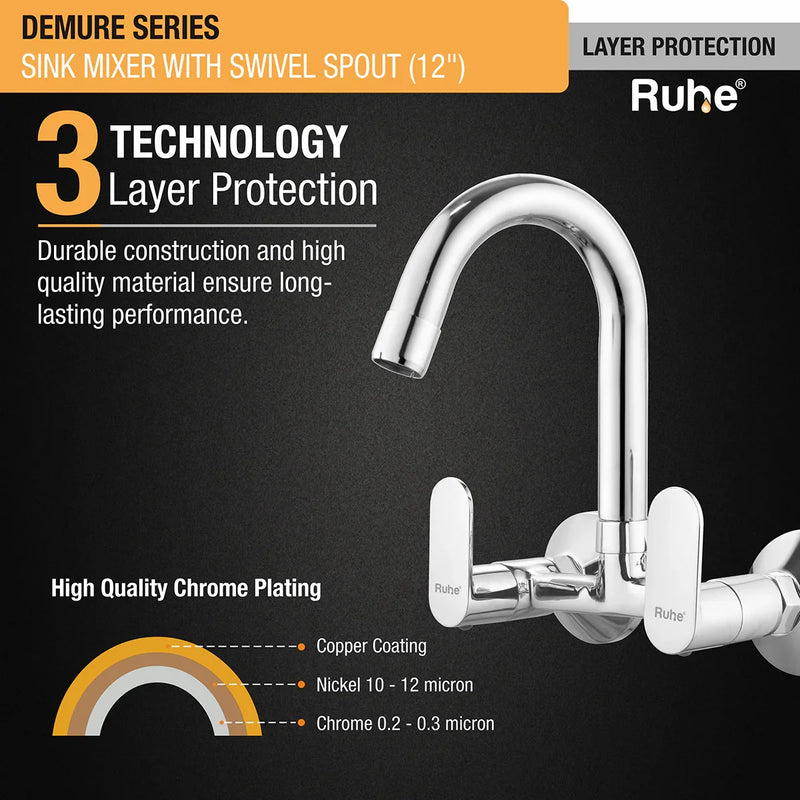 Demure Sink Mixer Brass Faucet with Small (12 inches) Round Swivel Spout - by Ruhe