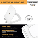 UF Square Toilet Seat Cover (Soft Close) -  by Ruhe®