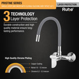 Pristine Single Lever Wall-mount Sink Mixer Brass Faucet with Grey Silicone Spout - by Ruhe®