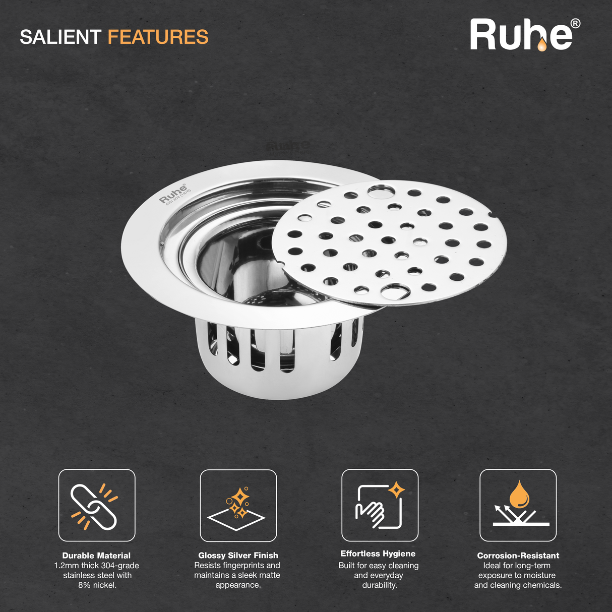 Round Floor Drain with Lock and Cockroach Trap (5 Inches)