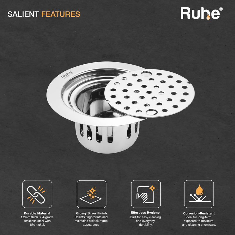 Round Floor Drain with Lock and Cockroach Trap (5 Inches)