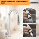 Kara Dual Flow Pull-out Kitchen Mixer Faucet (Silver)