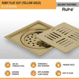 Ruby Square Flat Cut Floor Drain