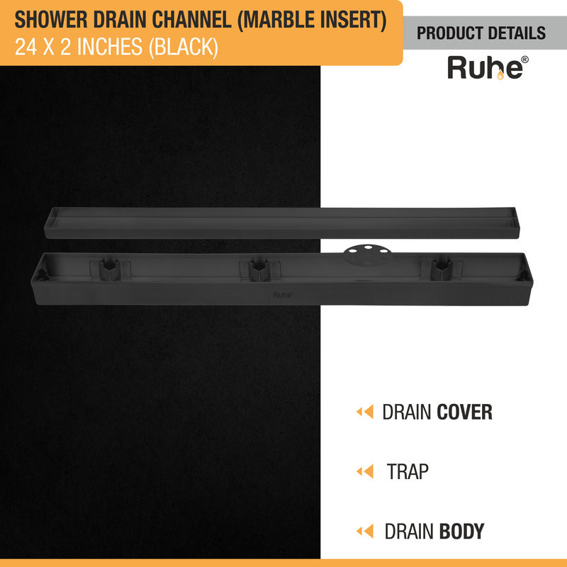 Marble-Insert Shower Drain Channel (2 Inches)