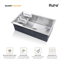 Handmade 304-Grade Single Bowl Kitchen Sink (32 x 18 x 10 Inches) – Matt Steel