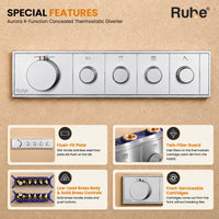 Aurora features: Front-serviceable cartridges, Twin Filter Guard, Low-lead brass body and solid brass controls, Flush-Fit Plate
