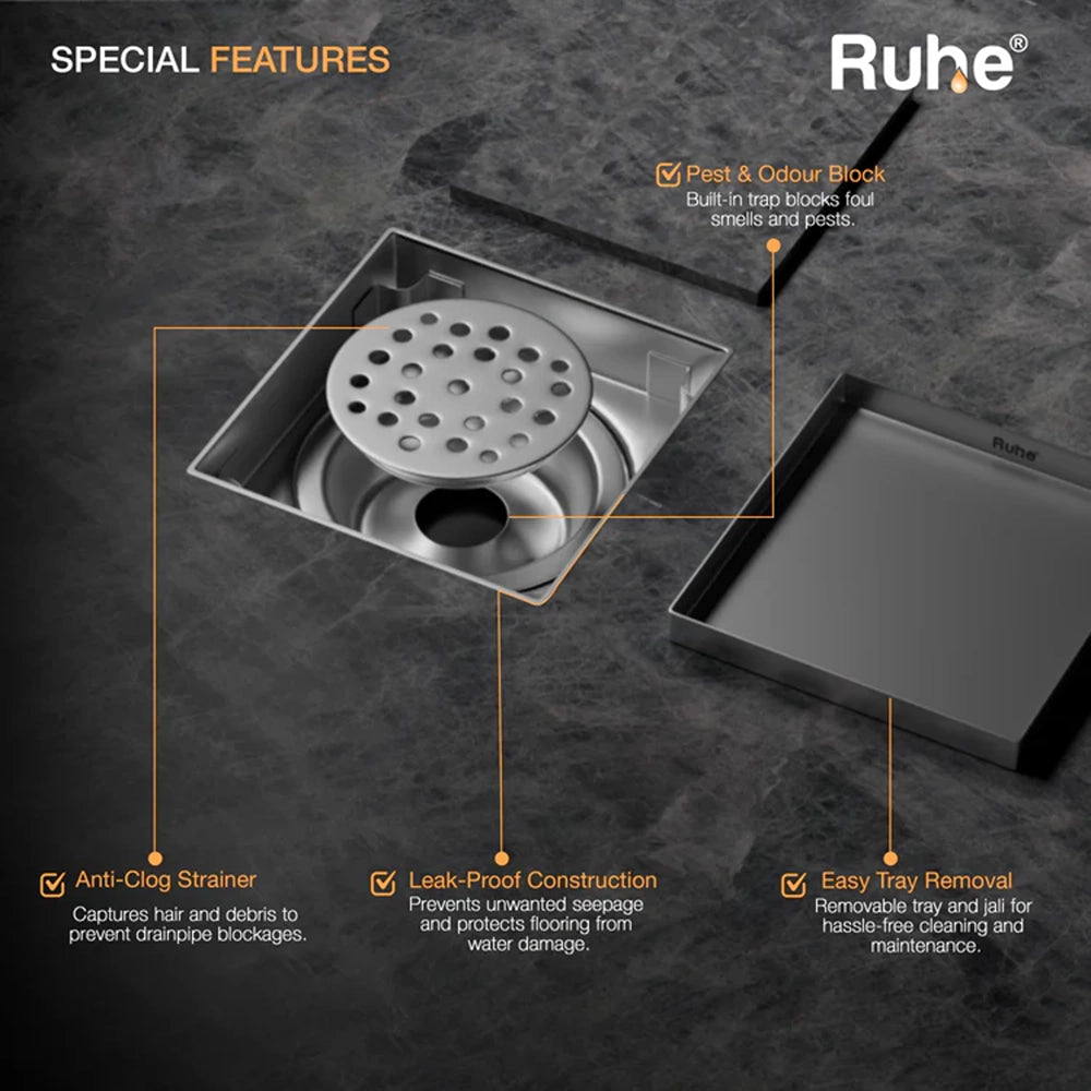 Tile-Insert Shower Drain Channel (5 x 5 Inches)