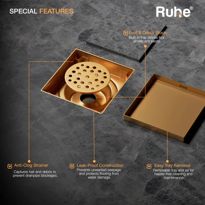 Tile-Insert Shower Drain Channel (6 x 6 Inches)