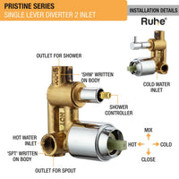 Pristine Brass Single Lever 2-Inlet Diverter Full Set